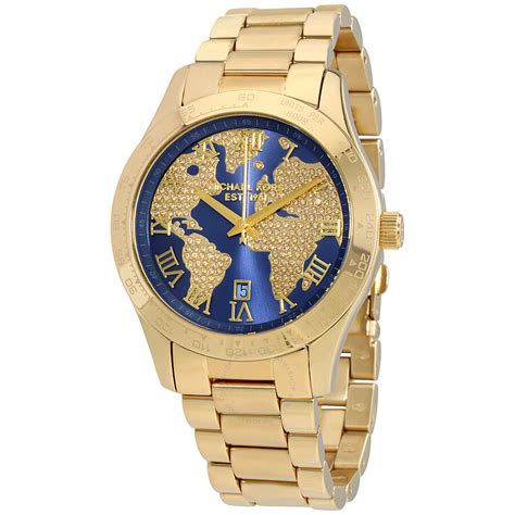 michael kors gold and blue watch